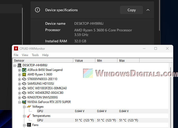 Check CPU and GPU in Windows 11