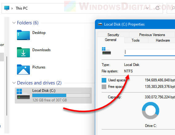Check File System of Drive Windows 11
