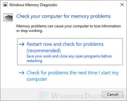 Check Memory to fix Kernel data inpage error blue screen Windows 10