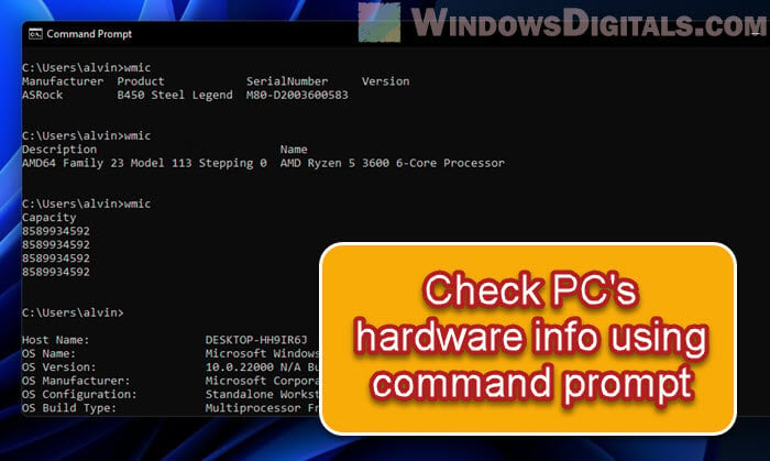 Check PC Hardware Manufacturer Model using CMD