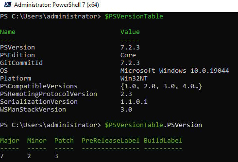 Check PowerShell 7 version