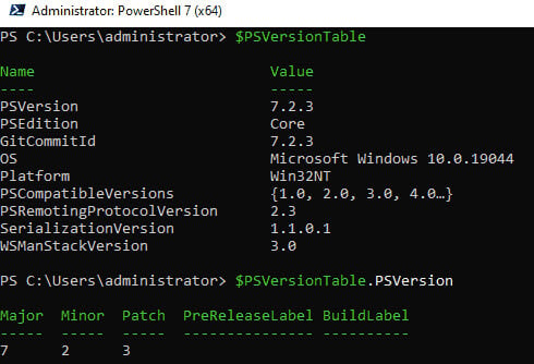 Check PowerShell 7 version