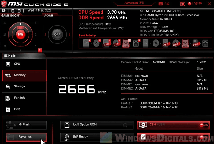 Check RAM speed limit in BIOS UEFI