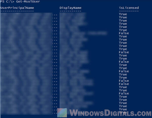 Check all user licenses Office 365 PowerShell