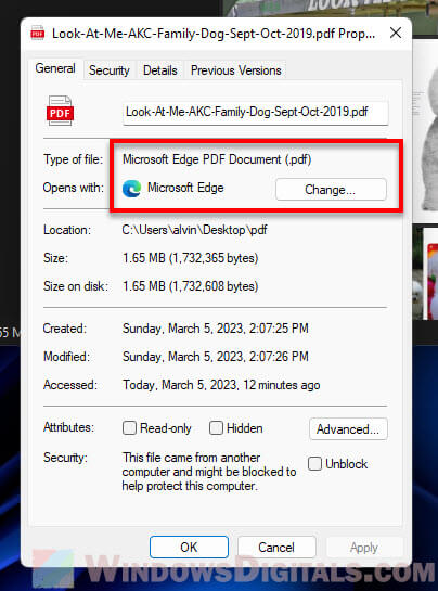 Check default PDF preview app