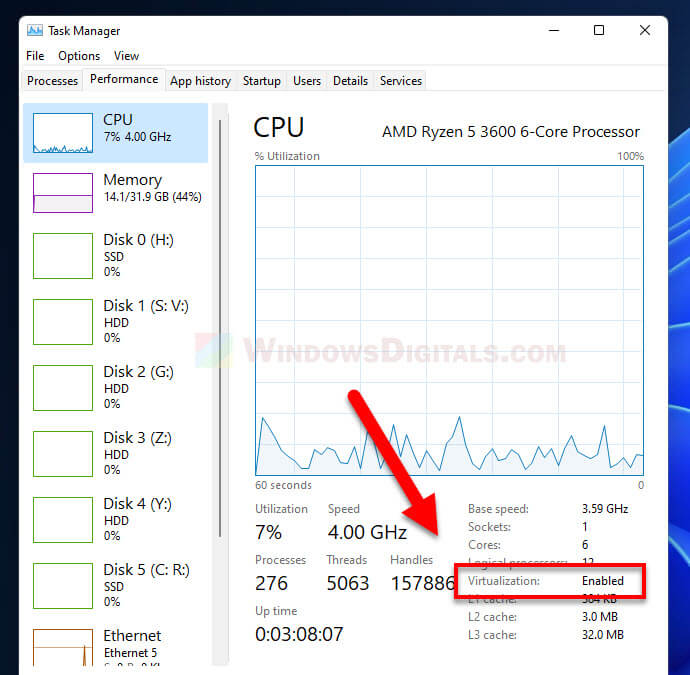 Check if Virtualization is enabled in Windows 11