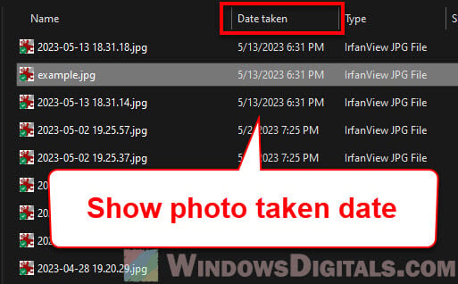 Check photo taken date Windows 11