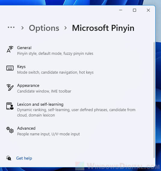 Chinese Microsoft Pinyin Settings