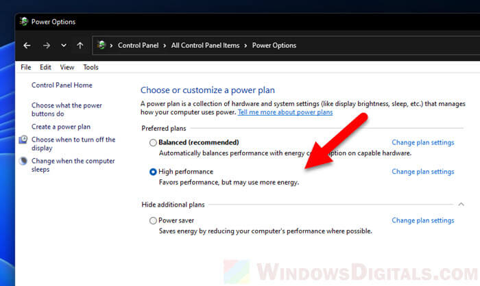 Choose a Power Plan in Windows 11