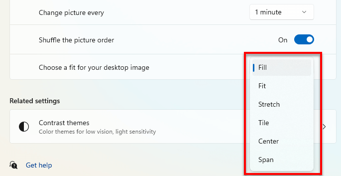 Choose a fit for your desktop image Windows 11