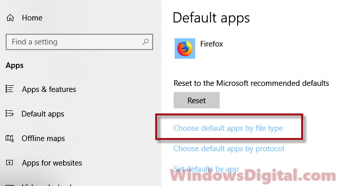 windows 10 how to change default program for file type