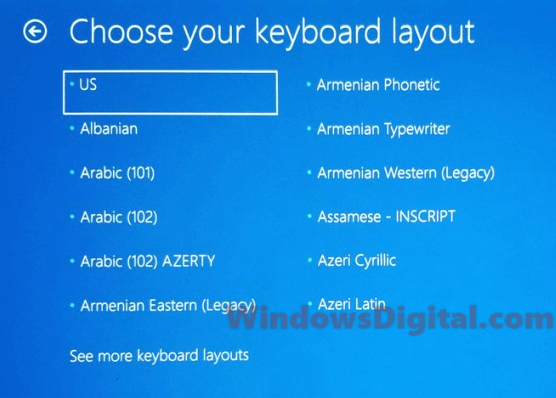 Windows rollback loop choose your keyboard layout