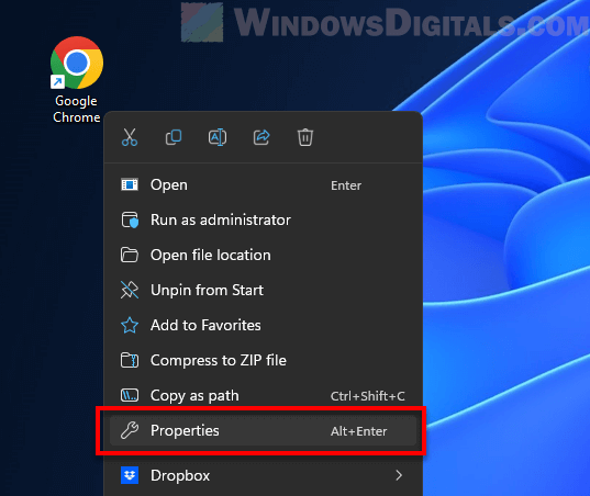 Chrome Desktop Properties