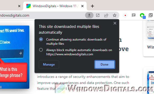 Chrome is blocking multiple downloads