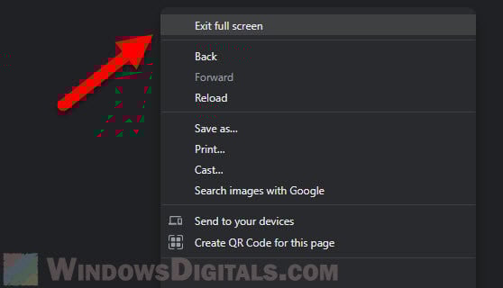 Chromebook exit full screen