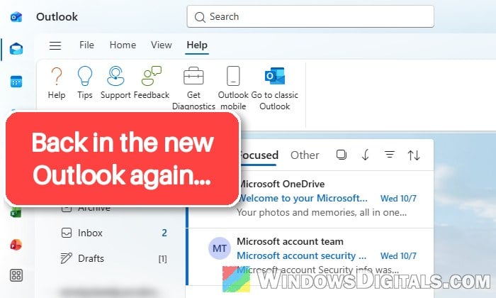 Classic Outlook Keeps Switching Back to the New Outlook