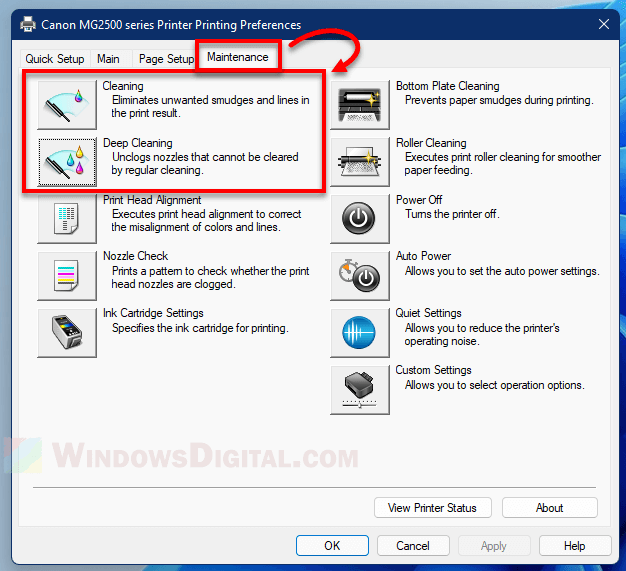 Clean Print Head Windows 11