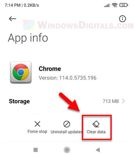 Clear Chrome cache on Android