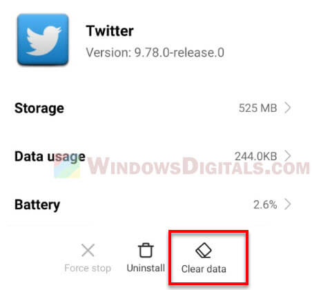 Clear Twitter cache and data