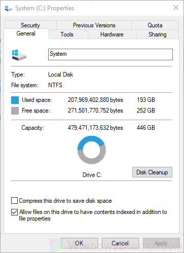 Open Disk Cleanup for C: drive
