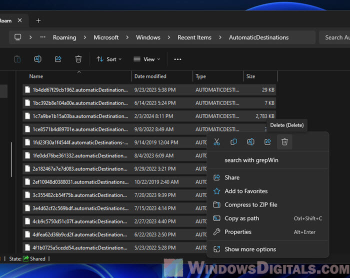 Clearing the File Explorer cache