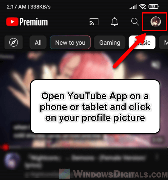 Click on YouTube Profile Pic