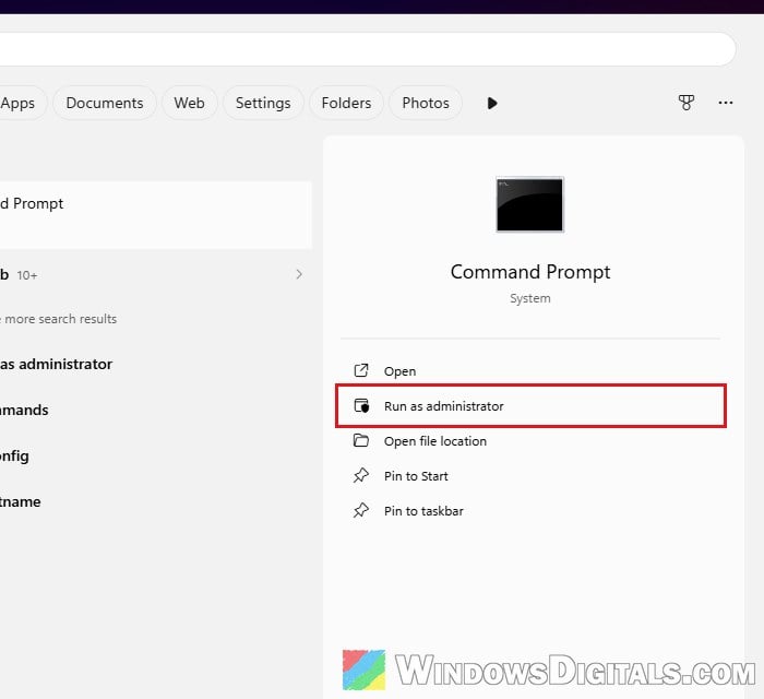 Command Prompt Run as Administrator