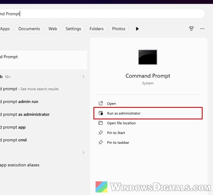 Command Prompt Run as Administrator