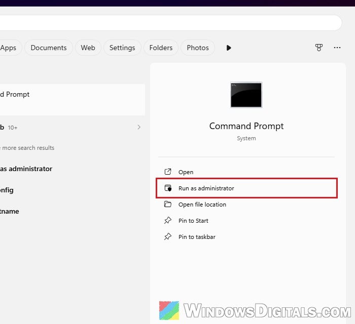 Command Prompt Run as Administrator