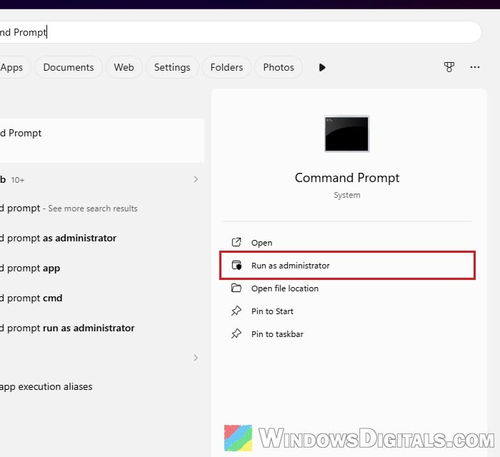 Command Prompt Run as Administrator