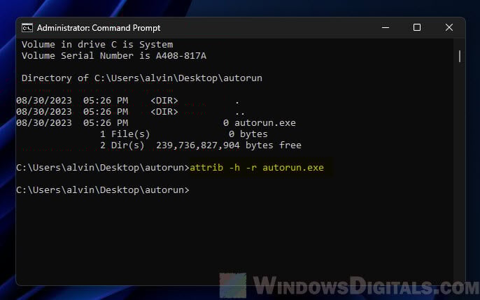 Command line to unhide virus or malware files
