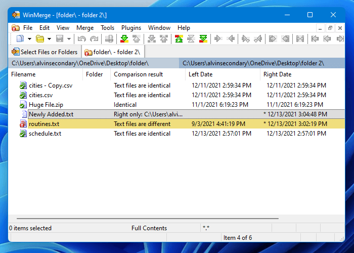 Compare folders in Windows 11