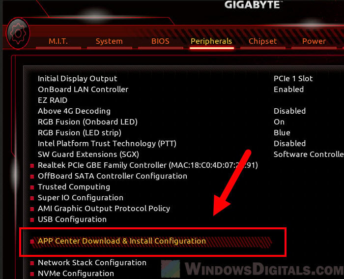 Completely Disable Gigabyte App Center in BIOS