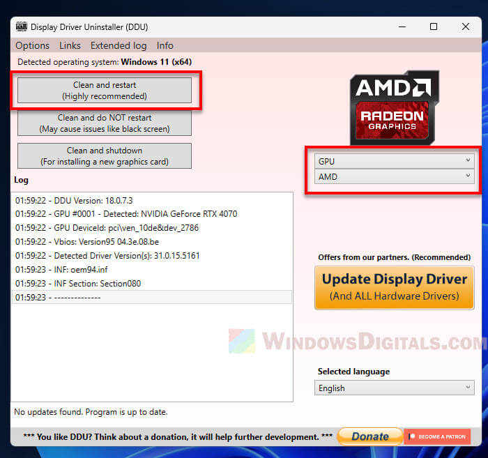 Completely clean uninstall AMD Graphics Driver with DDU