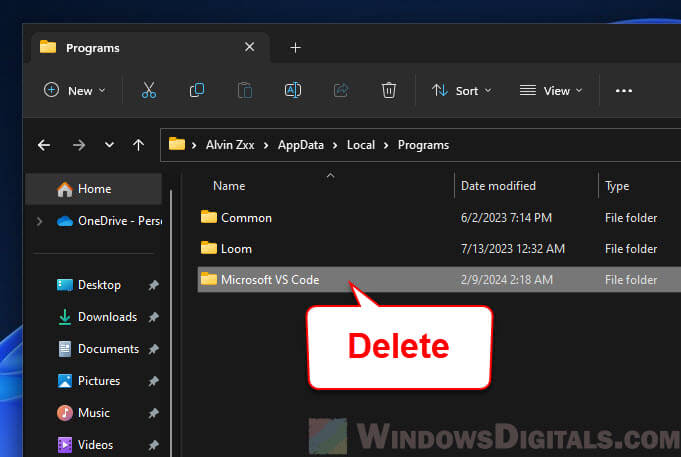 Completely uninstall Visual Studio Code from Windows 11