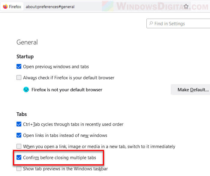 Confirm before closing multiple tabs Firefox