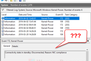 Connectivity state in standby Disconnected Reason NIC compliance