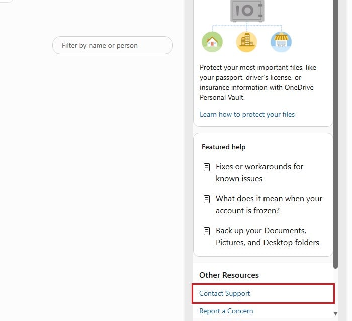 Contact OneDrive support from OneDrive on the web