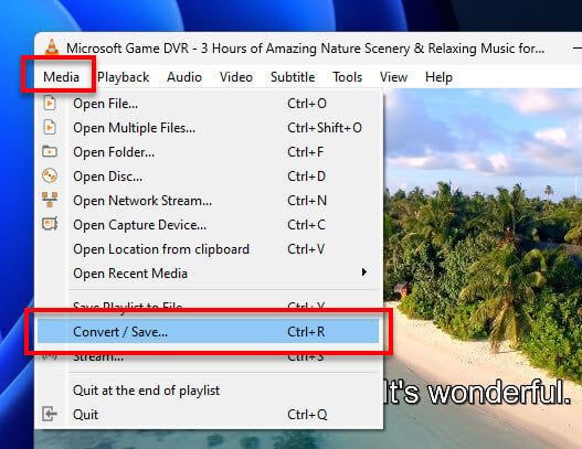 Convert and save in VLC