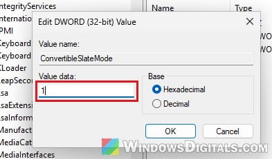 ConvertibleSlateMode registry value 1 Windows 11
