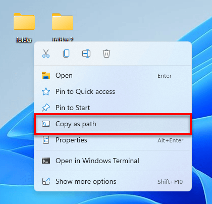 Copy as path Windows 11