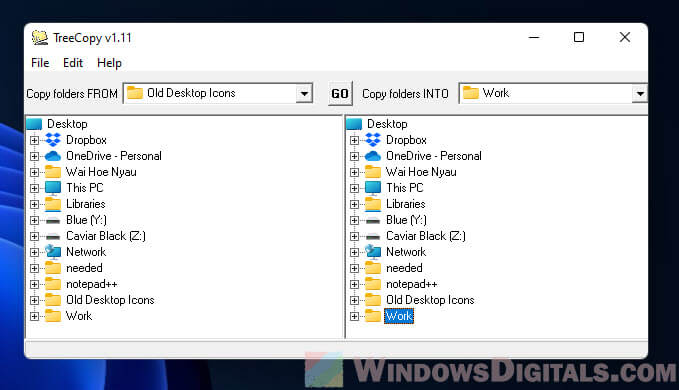 Copy folder tree without files Windows 11 10