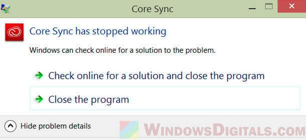 Core Sync has stopped working
