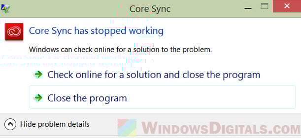 Core Sync has stopped working