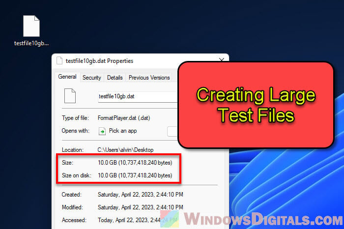 Create Large Test Files in Windows