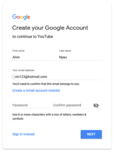 can i create a youtube account without a phone number