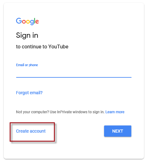 Create YouTube account without Gmail, Google account or phone number