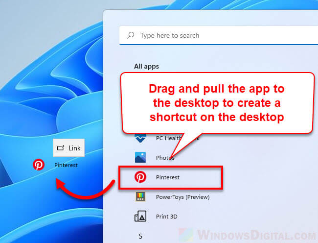 Create desktop shortcut for Microsoft Store app Windows 11