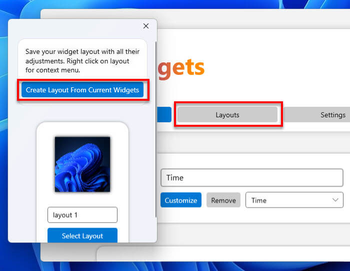 Create layout from current widgets