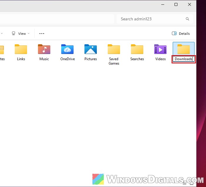 Create new Downloads folder in user folder Windows 11